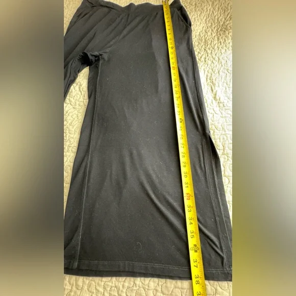 Eileen Fisher Fine Jersey Wide Leg Cropped Slit Pants Black Women's Size L - Picture 10 of 13